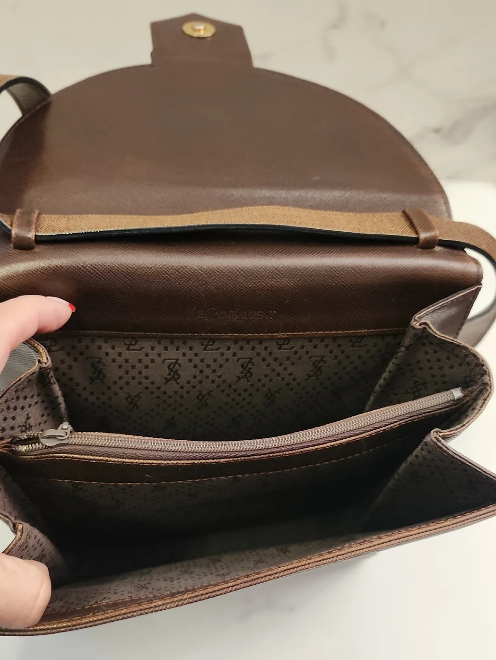 Authentic Vintage Brown Leather YSL 2-Way Bag With Digital COA